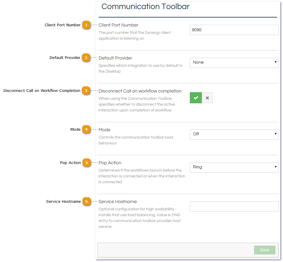 Communication Toolbar Settings