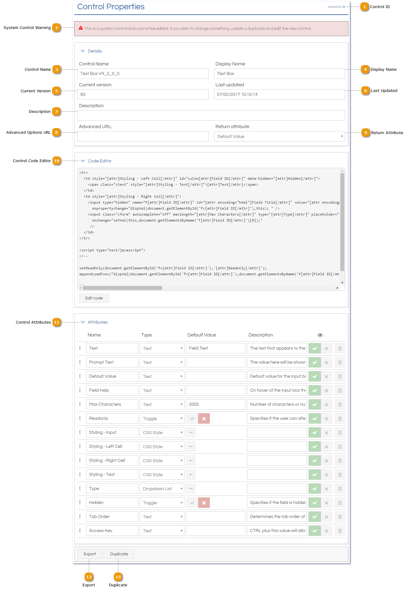 Control Properties